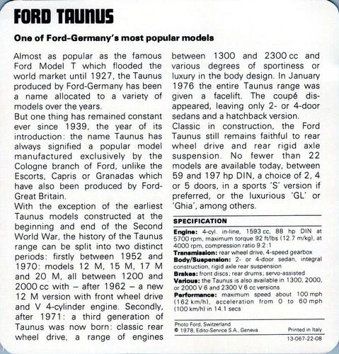 1978-80 Auto Rally Series 22 #13-067-22-08 Ford Taunus Back