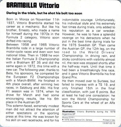 1978-80 Auto Rally Series 22 #13-067-22-16 Vittorio Brambilla Back