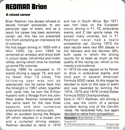 1978-80 Auto Rally Series 23 #13-067-23-02 Brian Redman Back