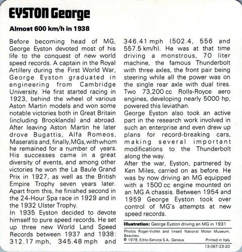 1978-80 Auto Rally Series 23 #13-067-23-20 George Eyston Back