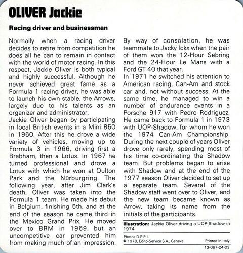 1978-80 Auto Rally Series 24 #13-067-24-03 Jackie Oliver Back