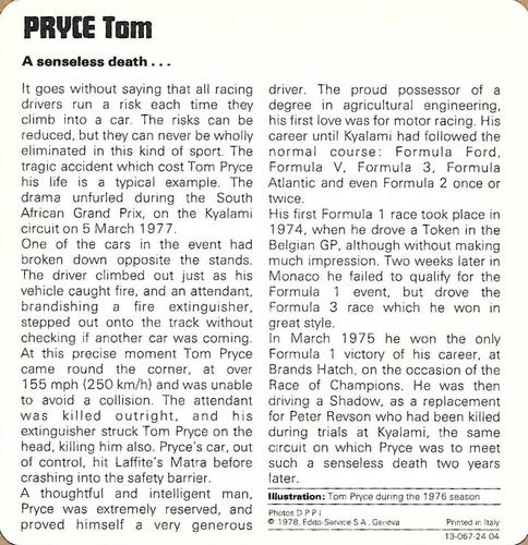 1978-80 Auto Rally Series 24 #13-067-24-04 Tom Pryce Back
