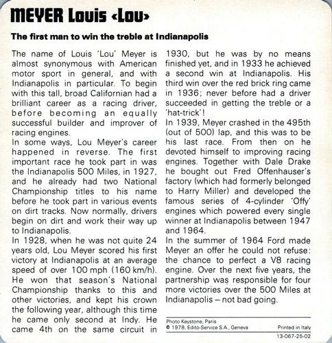 1978-80 Auto Rally Series 25 #13-067-25-02 Louis Meyer Back