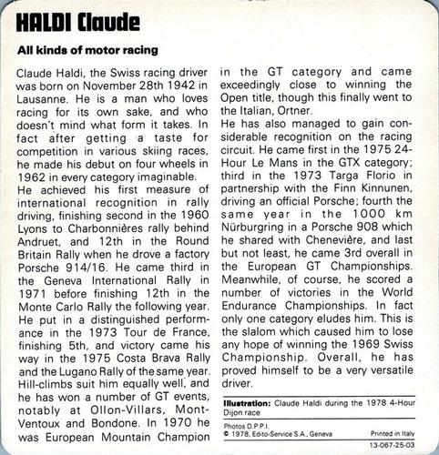 1978-80 Auto Rally Series 25 #13-067-25-03 Claude Haldi Back