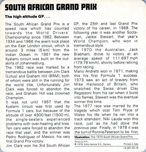 1978-80 Auto Rally Series 25 #13-067-25-18 South African Grand Prix Back