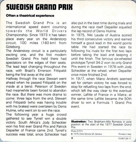 1978-80 Auto Rally Series 26 #13-067-26-17 Swedish Grand Prix Back