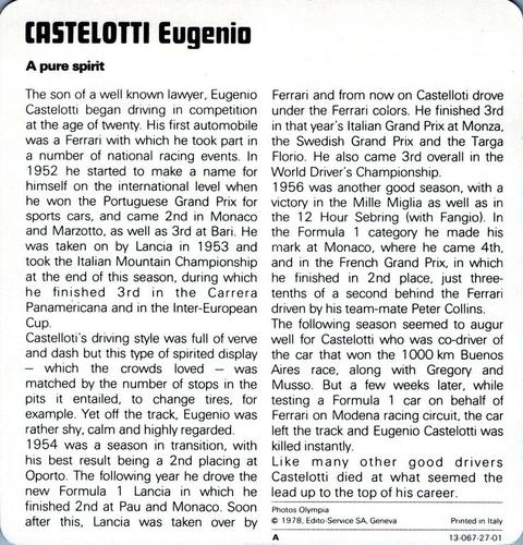 1978-80 Auto Rally Series 27 #13-067-27-01 Eugenio Castellotti Back