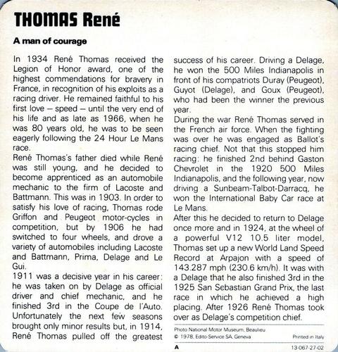 1978-80 Auto Rally Series 27 #13-067-27-02 René Thomas Back