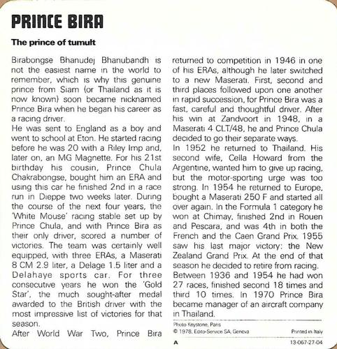 1978-80 Auto Rally Series 27 #13-067-27-04 Prince Bira Back