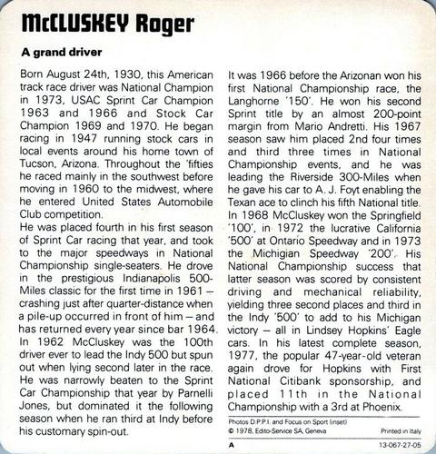 1978-80 Auto Rally Series 27 #13-067-27-05 Roger McCluskey Back