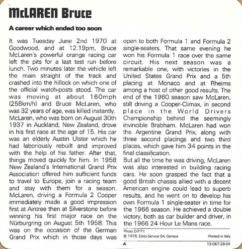 1978-80 Auto Rally Series 28 #13-067-28-04 Bruce McLaren Back