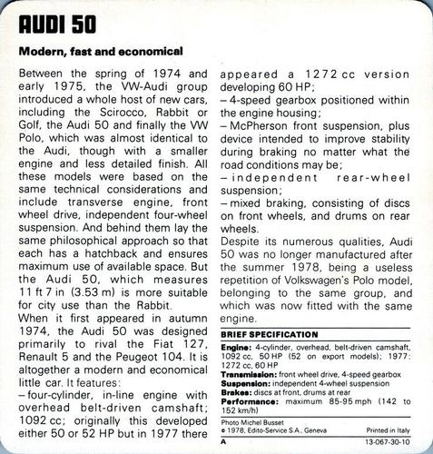 1978-80 Auto Rally Series 30 #13-067-30-10 Audi 50 Back