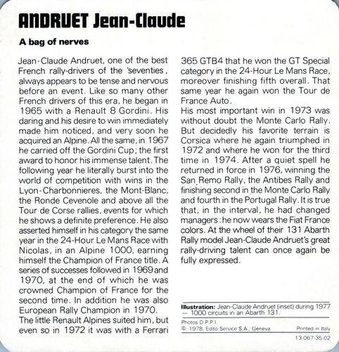 1978-80 Auto Rally Series 35 #13-067-35-02 Jean-Claude Andruet Back