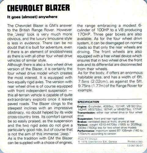 1978-80 Auto Rally Series 35 #13-067-35-07 Chevrolet Blazer Back