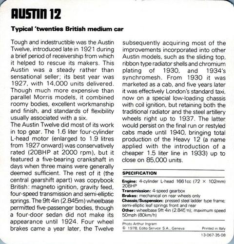 1978-80 Auto Rally Series 35 #13-067-35-08 Austin 12 Back