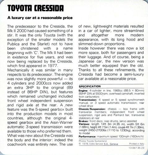 1978-80 Auto Rally Series 35 #13-067-35-23 Toyota Cressida Back