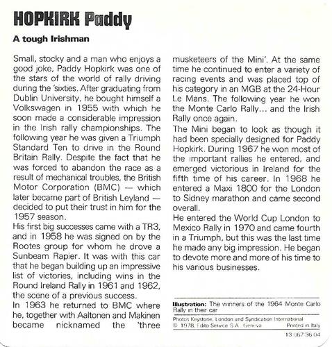 1978-80 Auto Rally Series 36 #13 067 36-04 Paddy Hopkirk Back