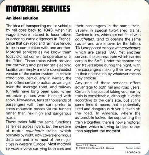 1978-80 Auto Rally Series 39 #13-067-39-05 Motorail Services Back