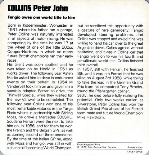 1978-80 Auto Rally Series 39 #13-067-39-06 Peter John Collins Back