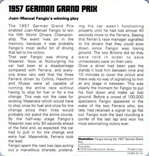 1978-80 Auto Rally Series 41 #13-067-41-14 1957 German Grand Prix Back