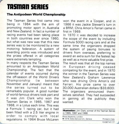 1978-80 Auto Rally Series 41 #13-067-41-17 Tasman Series Back