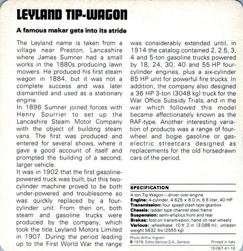 1978-80 Auto Rally Series 41 #13-067-41-19 Leyland Tip-Wagon Back