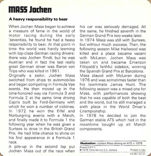 1978-80 Auto Rally Series 42 #13-067-42-01 Jochen Mass Back