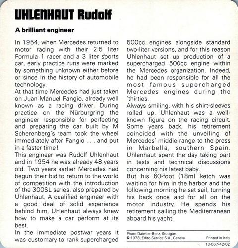1978-80 Auto Rally Series 42 #13-067-42-02 Rudolf Uhlenhaut Back