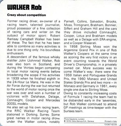 1978-80 Auto Rally Series 42 #13-067-42-04 Rob Walker Back