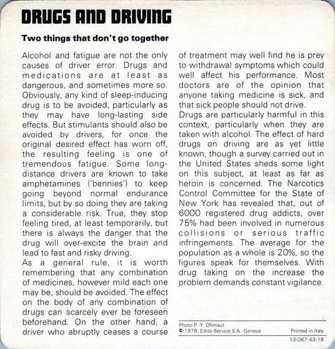 1978-80 Auto Rally Series 43 #13-067-43-18 Drugs And Driving Back