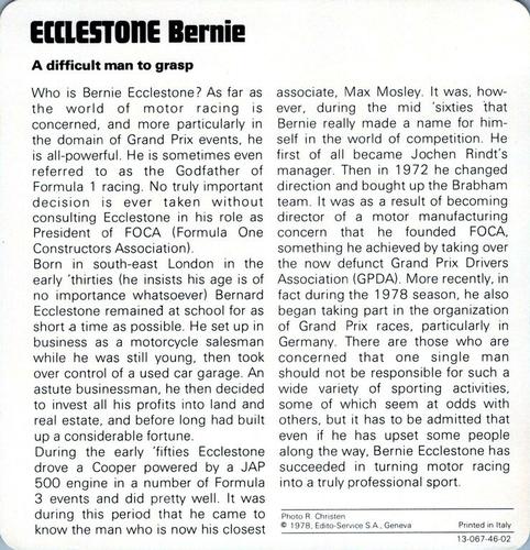 1978-80 Auto Rally Series 46 #13-067-46-02 Bernie Ecclestone Back