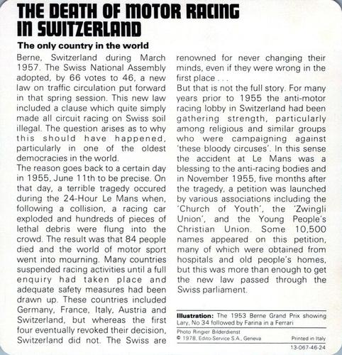 1978-80 Auto Rally Series 46 #13-067-46-24 The Death of Motor Racing in Switzerland Back