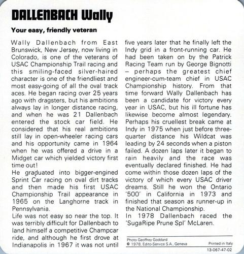 1978-80 Auto Rally Series 47 #13-067-47-02 Wally Dallenbach Back