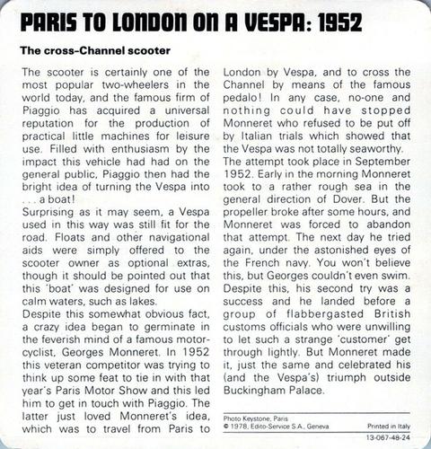 1978-80 Auto Rally Series 48 #13-067-48-24 Paris To London On A Vespa: 1952 Back