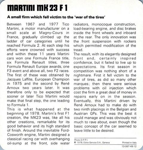 1978-80 Auto Rally Series 49 #13-067-49-12 Martini Mk 23 F1 Back