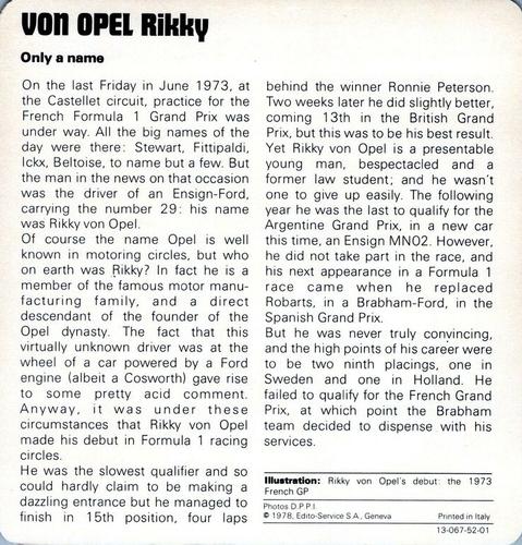 1978-80 Auto Rally Series 52 #13-067-52-01 Rikky Von Opel Back