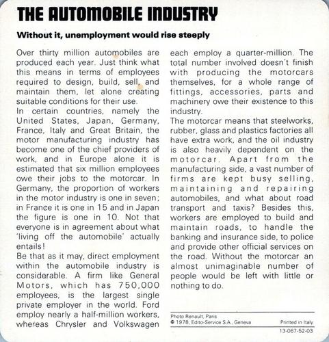 1978-80 Auto Rally Series 52 #13-067-52-03 The Automobile Industry Back