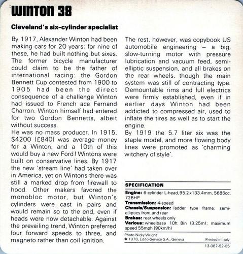 1978-80 Auto Rally Series 52 #13-067-52-05 Winton 38 Back