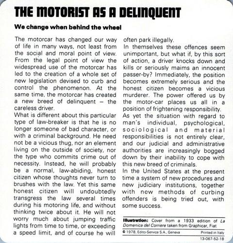 1978-80 Auto Rally Series 52 #13-067-52-18 The Motorist As A Delinquent Back