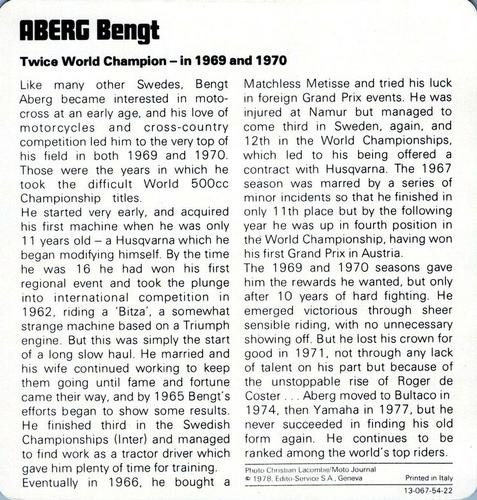 1978-80 Auto Rally Series 54 #13-067-54-22 Bengt Aberg Back