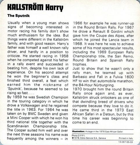 1978-80 Auto Rally Series 55 #13-067-55-03 Harry Kallstrom Back