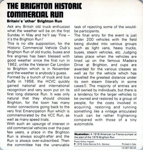 1978-80 Auto Rally Series 58 #13-067-58-04 The Brighton Historic Commercial Run Back