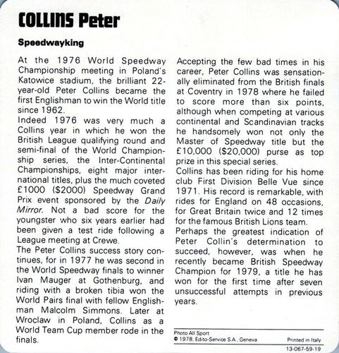 1978-80 Auto Rally Series 59 #13-067-59-19 Peter Collins Back
