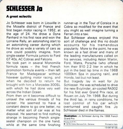 1978-80 Auto Rally Series 61 #13-067-61-05 Jo Schlesser Back