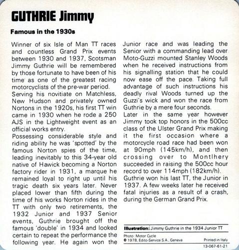 1978-80 Auto Rally Series 61 #13-067-61-21 Jimmy Guthrie Back