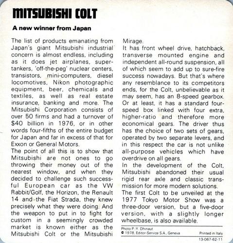 1978-80 Auto Rally Series 62 #13-067-62-11 Mitsubishi Colt Back