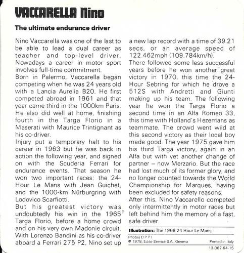 1978-80 Auto Rally Series 64 #13-067-64-15 Nino Vaccarella Back