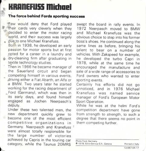1978-80 Auto Rally Series 64 #13-067-64-17 Michael Kranefuss Back