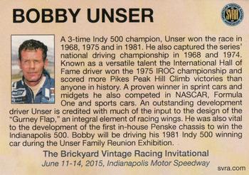 2015 SVRA #NNO Bobby Unser Back