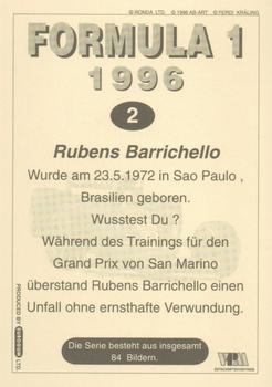 1996 Eurogum Formula 1 #2 Rubens Barrichello Back